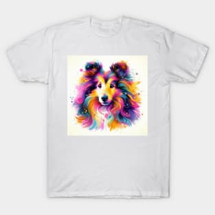 Abstract painting of a Sheltie Dog T-Shirt